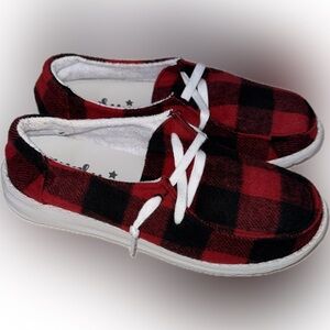 EUC Gypsy Jazz Red Plaid Shoes
